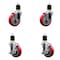 Service Caster 4'' Red Poly Wheel Swivel 1-7/8'' Expanding Stem Caster Set 2 Brakes, 4PK SCC-EX20S414-PPUB-RED-2-TLB-2-178 - alternate 1